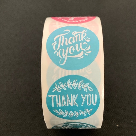 Thank You Sticker Labels 500 labels on roll. 1” Round NWT 8 color designs - Picture 3 of 5